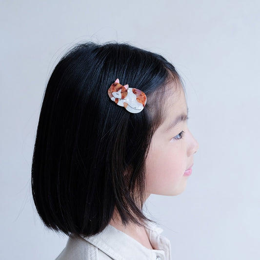 Mimi & Lula 2 Hair Clips - Sleeping Cat Puppy Love