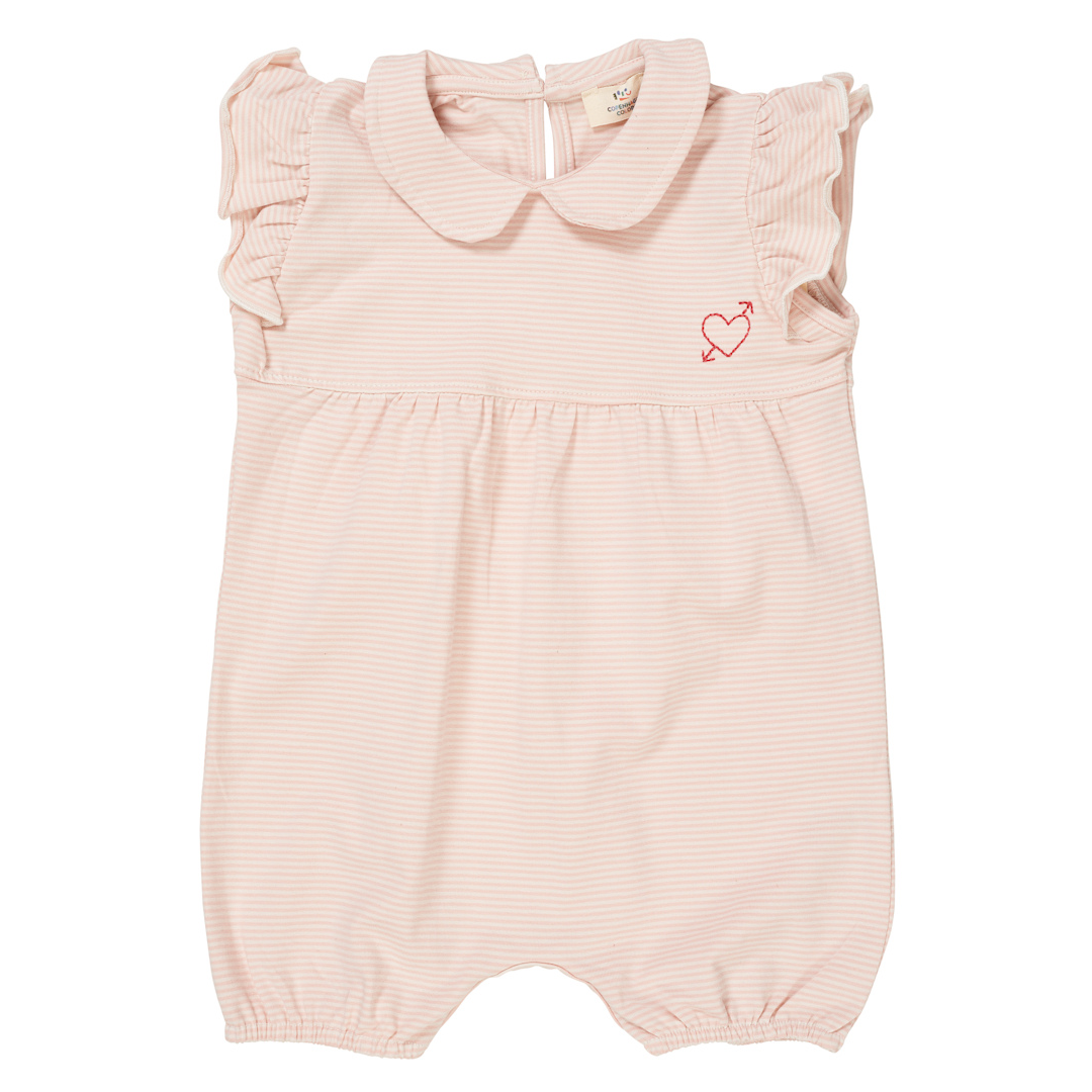 Copenhagen Colors - Striped Girly Romper W. Embroidery