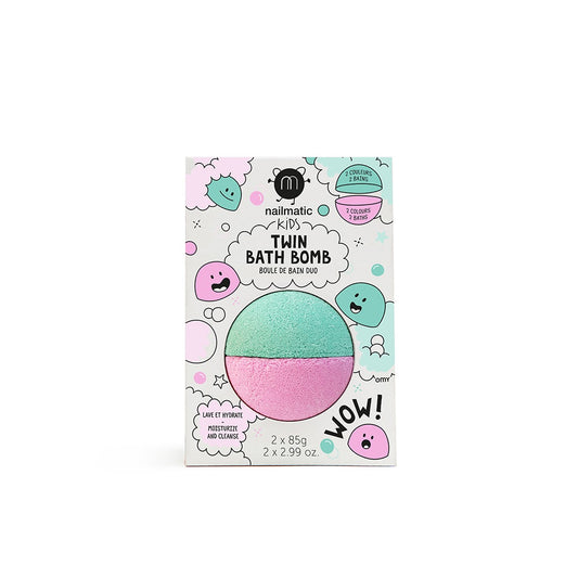 TWIN BATH BOMB PINK & GREEN LAGOON