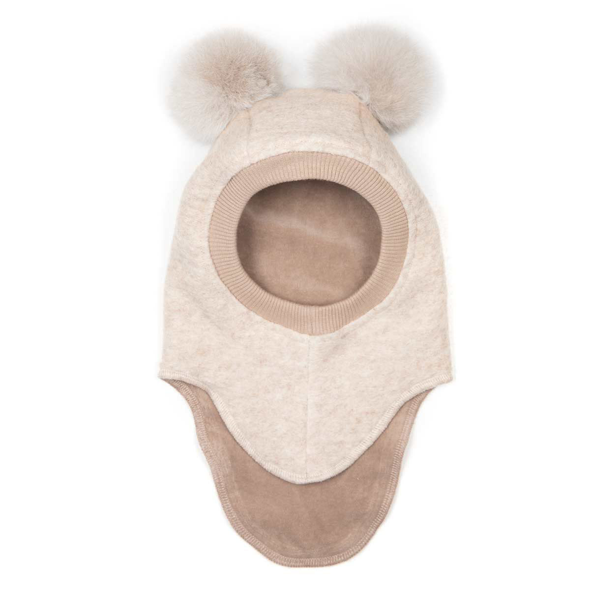 HUTTELiHUT Balaclava Wool Alpaca Pompoms - Sand Melange