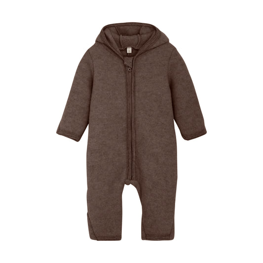 HUTTELiHUT Pram Suit Ears Wool Fleece - Brown Melange