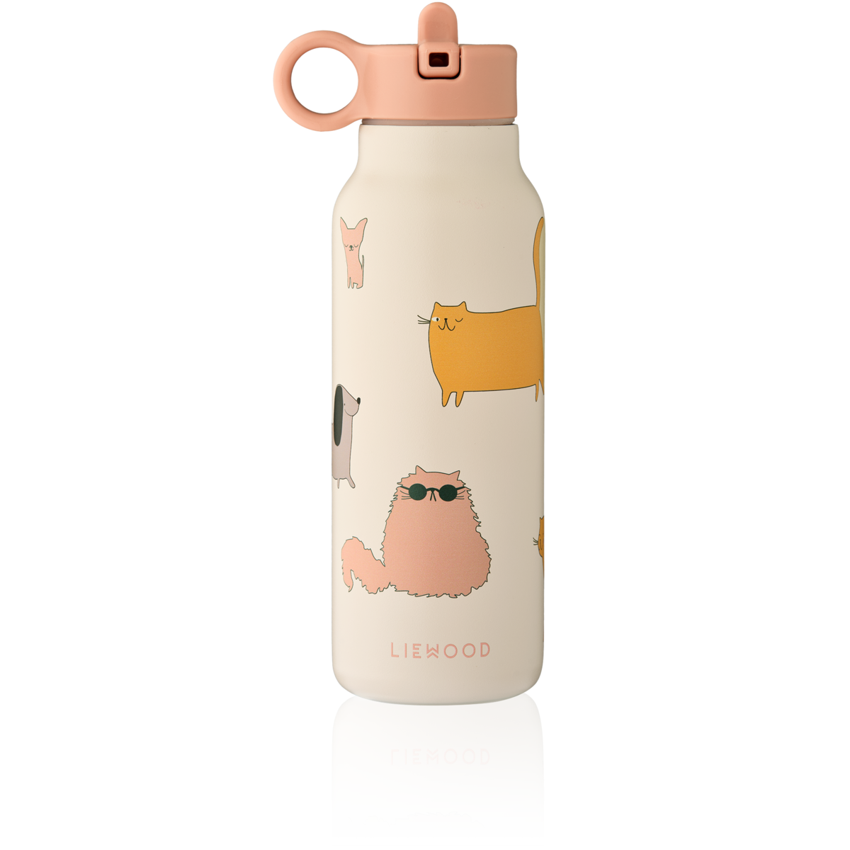 Liewood Falk Water Bottle 350 ml - Cats and Dogs / Sandy