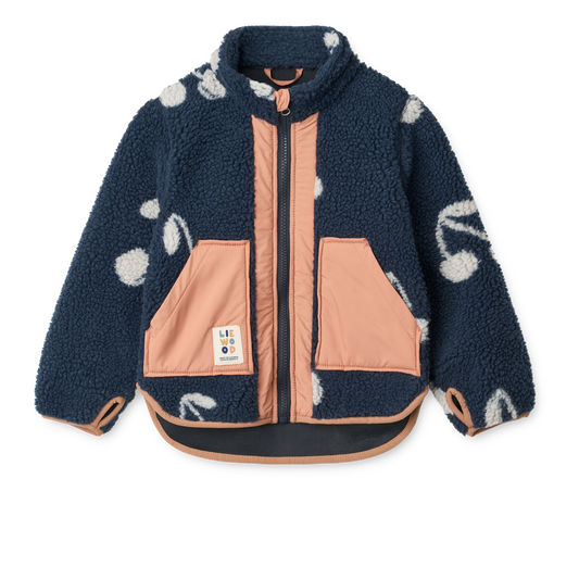 Liewood Noam Pile Jacket - Cherry blossom / Classic navy