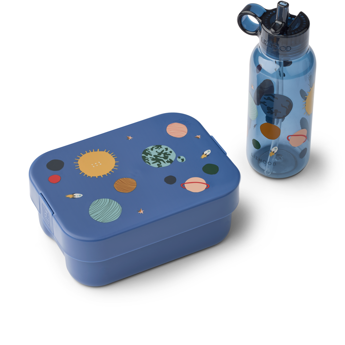 Liewood Chelsey Printed Lunchbox Set - Universe / Classic navy
