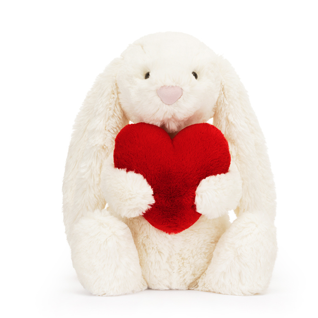 Jellycat Stuffed Animal - Bashful Red Love Heart Bunny Medium