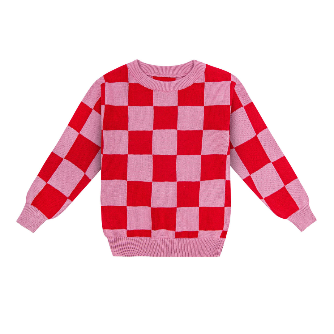 Dear Sophie - Pink Checker Sweater