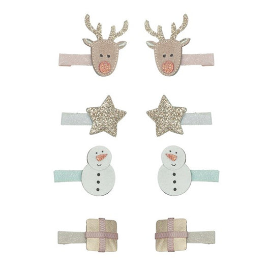 Mimi &amp; Lula 8 Hair Clips - Mini Reindeer Christmas