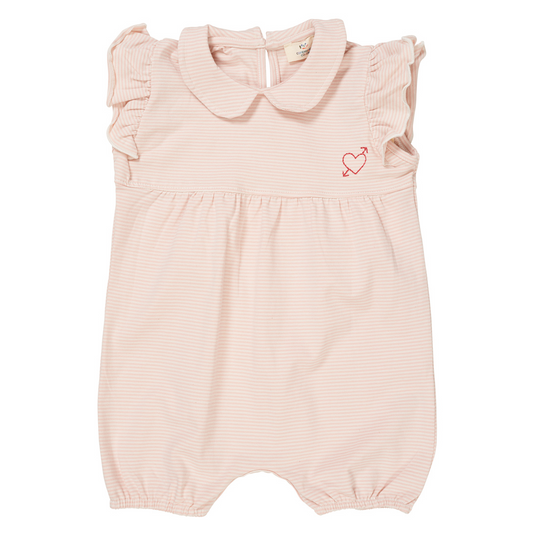Copenhagen Colors - Striped Girly Romper W. Embroidery